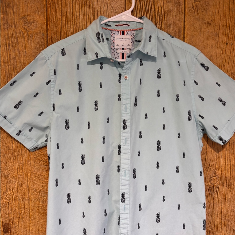 Denim & Flower Blue Casual Button Down Shirt